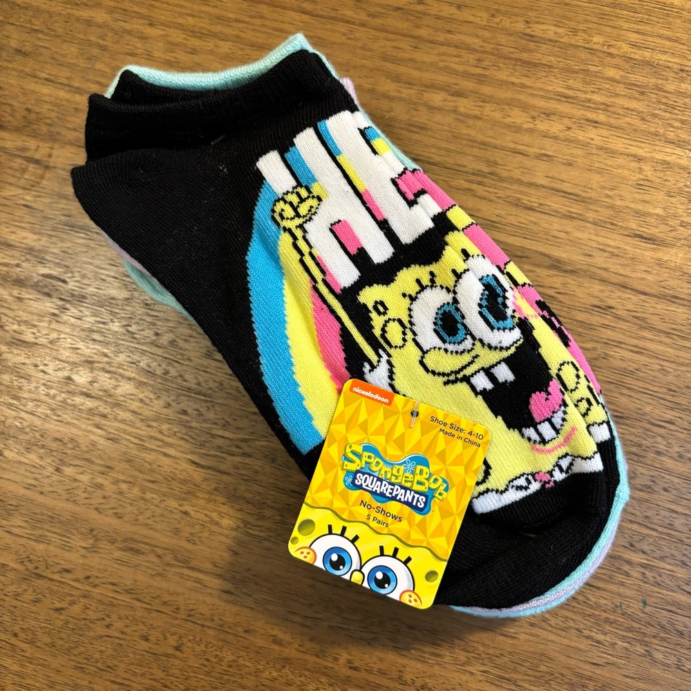NWT 5-Pack Spongebob No-Show Socks